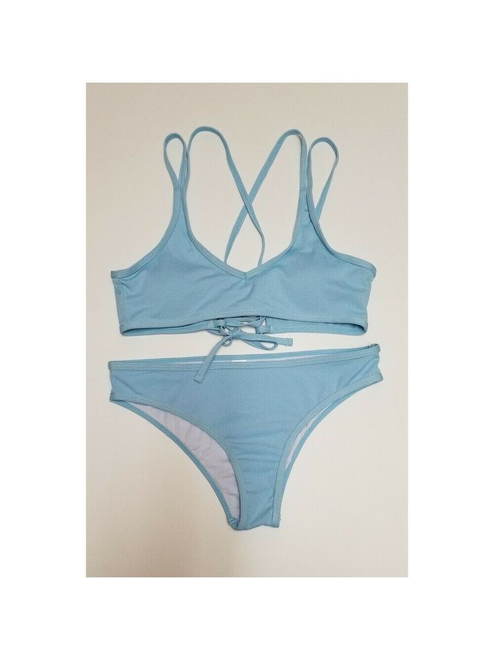 2 piece swimsuit bikini set Light Blue Size Medium - Picture 3 of 5